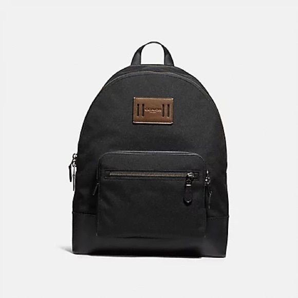 Coach Black Leather Embossed Tag Backpack - Picture 1 of 8